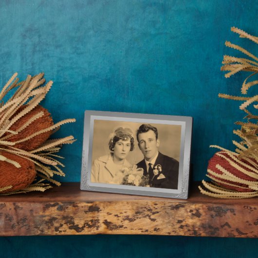 Elegant Silver Border lijst, aangepaste foto Fotoplaat (Zijkant)