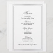 Elegant Silver Border Weddenrenmenu Briefhoofd (Voorkant / Achterkant)
