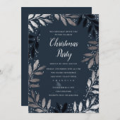 Elegant Silver Branch Foliage kerstparty Kaart (Voorkant / Achterkant)