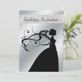 Elegant Silver Bride Wedding Uitnodiging (Staand voorkant)