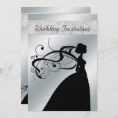 Elegant Silver Bride Wedding Uitnodiging (Voorkant / Achterkant)
