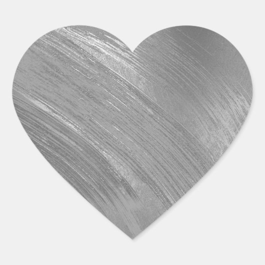 Elegant Silver Brush Strokes Heart Sticker (Voorkant)