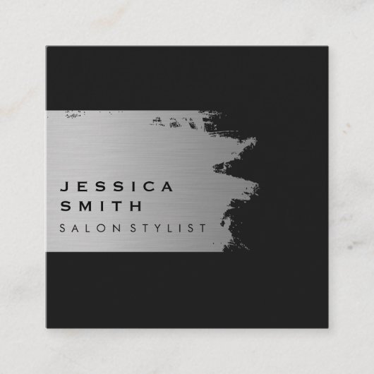 Elegant Silver Brushed Vierkante Visitekaartje (Voorkant)