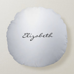 Elegant Silver Calligraphy Name Script Modern Top Rond Kussen