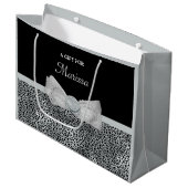 Elegant Silver Cheetah print een vriendelijke knop Groot Cadeauzakje (Voorkant Gekanteld)