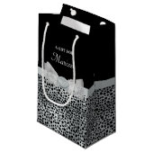 Elegant Silver Cheetah print een vriendelijke knop Klein Cadeauzakje (Voorkant Gekanteld)