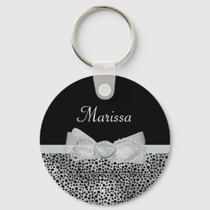 Elegant Silver Cheetah print een vriendelijke knop Sleutelhanger