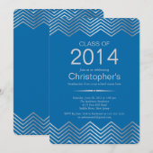 Elegant Silver Chevron Graduation Party Invitation Kaart (Voorkant / Achterkant)