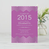 Elegant Silver Chevron Graduation Party Invitation Kaart (Staand voorkant)