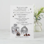 Elegant Silver Company Fête de Noël Invitation (Debout devant)