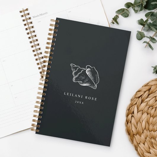 Elegant Silver Conch Shell gepersonaliseerd Planner
