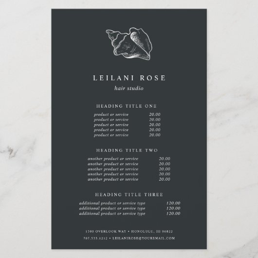 Elegant Silver Conch Shell | Prijzen en diensten Flyer (Voorkant)