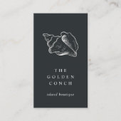 Elegant Silver Conch Shell Verticaal Visitekaartje (Voorkant)