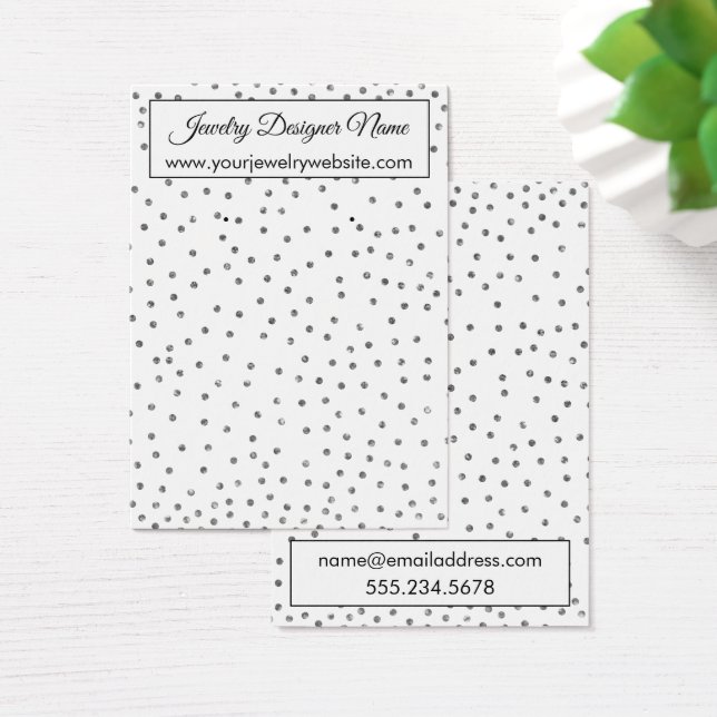 Elegant Silver Confetti Earring Holder Display Visitekaartje (Bureau)