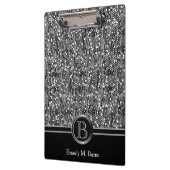 Elegant Silver Confetti Glitter Print Klembord (Links)