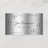 Elegant Silver  Corner Borders Ornamental Visitekaartje (Voorkant)