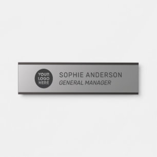 Elegant Silver Custom Logo Name Functie Deurbordje