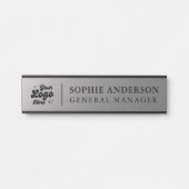 Elegant Silver Custom Logo Name Functie Deurbordje (Voorkant)