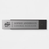 Elegant Silver Custom Logo Name Functie Deurbordje (Voorkant)