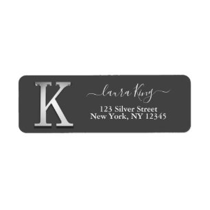 Elegant Silver Custom Monogram K Naam Etiket