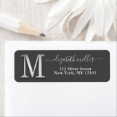 Elegant Silver Custom Monogram M Name Etiket (Insitu)