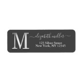 Elegant Silver Custom Monogram M Name Etiket (Voorkant)
