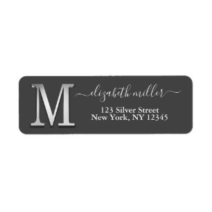 Elegant Silver Custom Monogram M Name Etiket