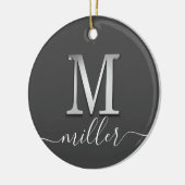 Elegant Silver Custom Monogram M Name Keramisch Ornament (Links)