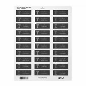 Elegant Silver Custom Monogram T Name Etiket (Full Sheet)