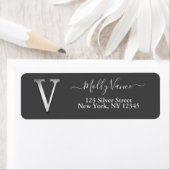 Elegant Silver Custom Monogram V Name Label (Insitu)
