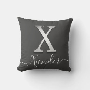 Elegant Silver Custom Monogram X Name Sierkussen