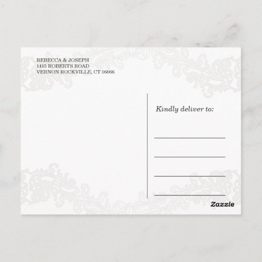 Elegant Silver Damask Afstuderen Hartelijk dank Briefkaart (Achterkant)