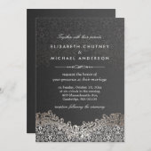 Elegant Silver Damask - Classic Formal Wedding Kaart (Voorkant / Achterkant)