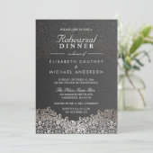 Elegant Silver Damask Formal Rehearsal Dinner Kaart (Staand voorkant)