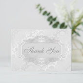 Elegant Silver Damask Wedding Bedankt (Staand voorkant)