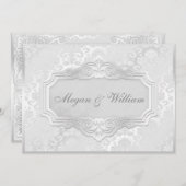 Elegant Silver Damask Wedding Kaart (Voorkant / Achterkant)