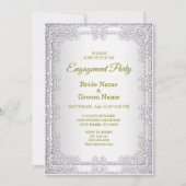 Elegant Silver Decorative Verloving Invitation Kaart (Voorkant)