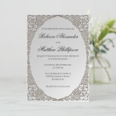 Elegant Silver Decorative Wedding Kaart (Staand voorkant)
