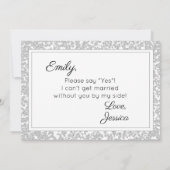 Elegant Silver Diamond Glitter Bridesmaid Kaart (Achterkant)