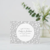 Elegant Silver Diamond Glitter Wedding Save Date Briefkaart (Staand voorkant)