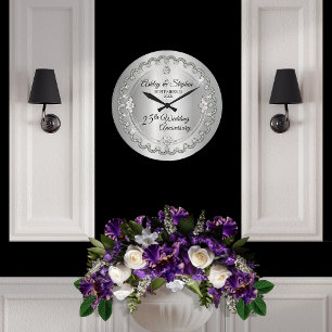 Elegant Silver Diamonds 25th Wedding Jubileum Grote Klok