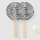 Elegant Silver Diamonds 25th Wedding Jubileum Handwaaier (Voorkant en achterkant)