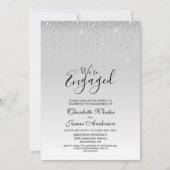 Elegant Silver Diamonds Engagement Party Kaart (Voorkant)