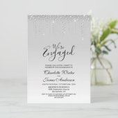 Elegant Silver Diamonds Engagement Party Kaart (Staand voorkant)