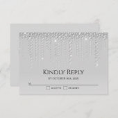 Elegant Silver Diamonds Wedding RSVP Kaart (Voorkant / Achterkant)