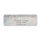 Elegant Silver Diamonds White Holographic Opal Etiket (Voorkant)