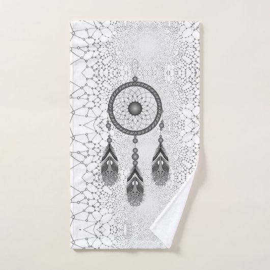 Elegant Silver Dreamcatcher Abstract Bath Bad Handdoek (Handdoek)