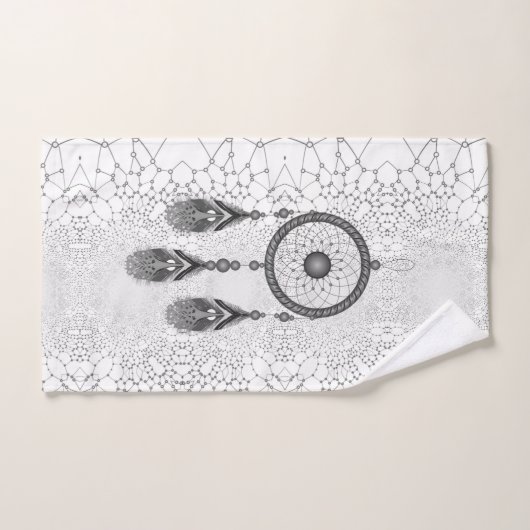 Elegant Silver Dreamcatcher Abstract Bath Bad Handdoek (Handdoek)