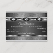 Elegant Silver Effect Pattern en Faux Rhinestones Visitekaartje (Achterkant)