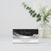 Elegant Silver en Black met mousserende diamant Visitekaartje (Staand voorkant)